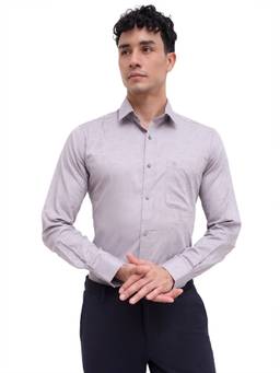 Raymond - Men Slim Fit Floral Printed Medium Grey Shirt