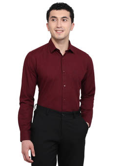 Raymond - Men Slim Fit Solid Maroon Shirt