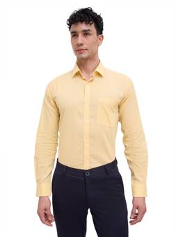 Raymond - Men Slim Fit Solid Medium Yellow Shirt