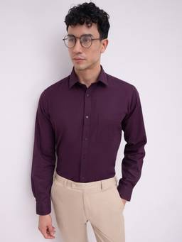 Raymond - Men Slim Fit Textured Dark Violet Shirt
