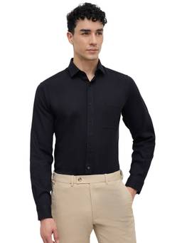 Raymond - Men Slim Fit Textured Black Shirt