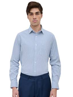 Raymond - Men Slim Striped Light Blue Shirt