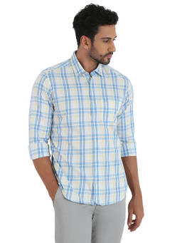 Raymond - Men Regular Fit Checkered White Shirt