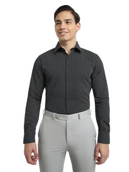 Raymond - Men Slim Fit Printed Black Shirt