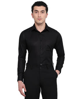 Raymond - Men Slim Fit Solid Black Shirt