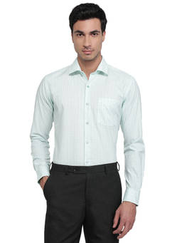 Raymond - Men Contemporary Fit Checkered Medium Green Shirt