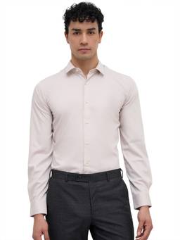 Raymond - Men Light Beige Contemporary Fit Solid Shirt