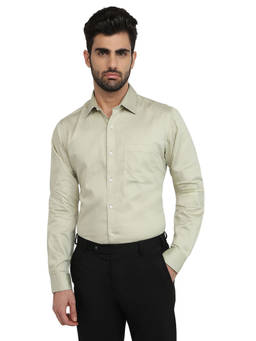 Raymond - Men Slim Fit Solid Medium Green Shirt