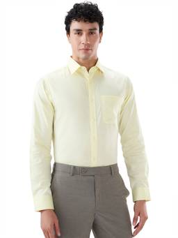 Raymond - Men Slim Fit Solid Medium Yellow Shirt