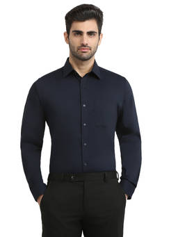 Raymond - Men Slim Fit Solid Navy Blue Shirt