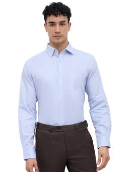 Raymond - Men Slim Textured Medium Blue Shirt