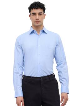 Raymond - Men Slim Textured Medium Blue Shirt