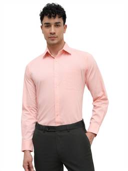 Raymond - Men Slim Solid Medium Peach Shirt