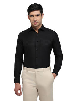 Raymond - Men Regular Fit Checkered Black Shirt