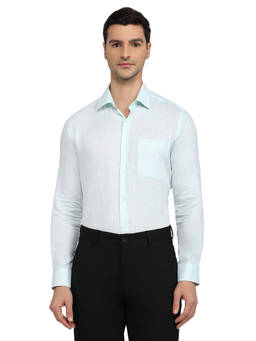 Raymond - Men Regular Fit Solid Light Turquoise Shirt