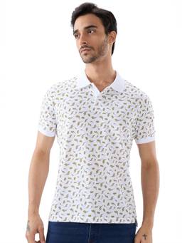 Parx - Men White Regular Fit Printed Polo T-Shirt