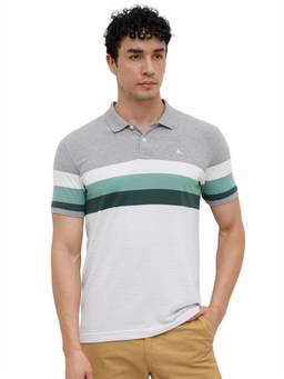 Parx - Men Colorblock Regular Fit Yarn Polo T-Shirt