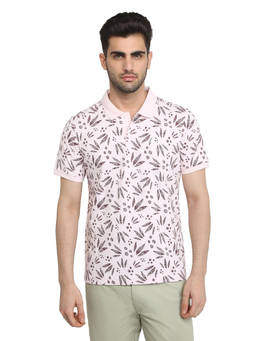 Parx - Men Regular Fit Light Pink Cotton Blend Polo T-Shirt