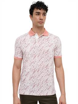 Parx - Men Medium Pink Regular Fit Printed Polo T-Shirt