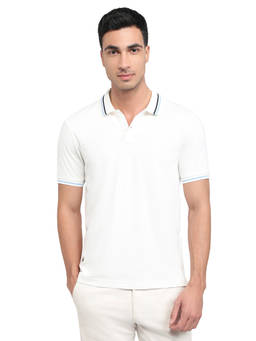 Parx - Men Regular Fit Solid White Polo T-Shirt