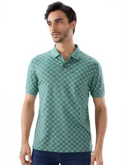 Parx - Men Regular Fit Checks Medium Turquoise Polo T-Shirt