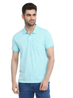 Parx - Men Regular Fit Light Blue Pure Cotton Polo T-Shirt