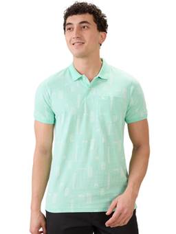 Parx - Men Regular Fit Light Turquoise Pure Cotton Polo T-Shirt