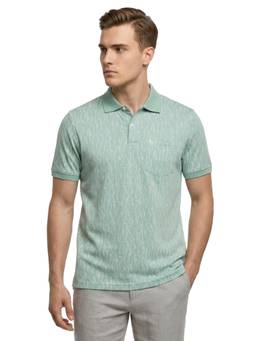 Parx - Men Light Green Regular Fit Printed Polo T-Shirt