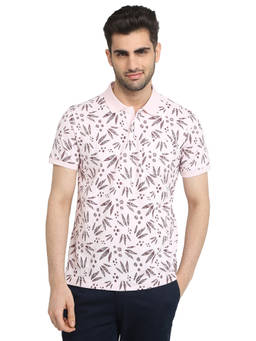 Parx - Men Regular Fit Light Pink Cotton Blend Polo T-Shirt