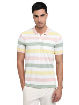 Parx - Men Regular Fit Striped Polo T-Shirt