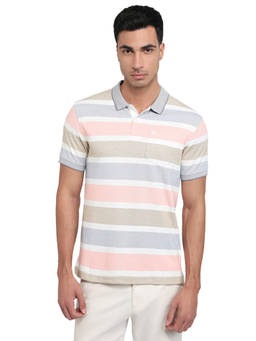 Parx - Men Regular Fit Striped Polo T-Shirt