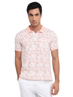 Parx - Men Regular Fit Printed White Polo T-Shirt