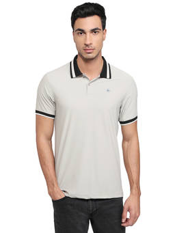 Parx - Men Regular Fit Solid Medium Grey Polo T-Shirt