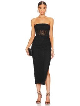 Nicholas - Raina Strapless Corset Lace Midi Dress