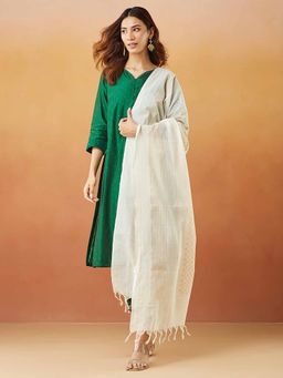 Fabindia - Natural Cotton Blend Hand Block Printed Dupatta