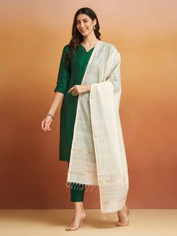 Fabindia - Natural Cotton Silk Blend Hand Block Printed Dupatta