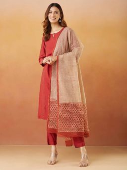 Fabindia - Natural Cotton Silk Bagru Printed Dupatta