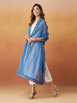Fabindia - Indigo Cotton Silk Woven Dupatta
