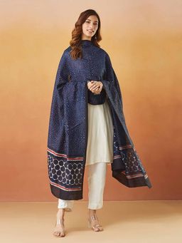 Fabindia - Indigo Cotton Silk Dabu Printed Dupatta