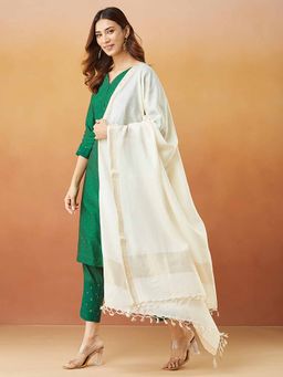 Fabindia - Natural Cotton Silk Blend Woven Dupatta