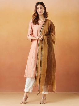 Fabindia - Copper Cotton Silk Blend Maheshwari Dupatta