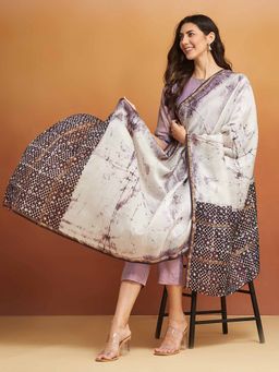 Fabindia - Wine Cotton Silk Blend Batik Printed Dupatta