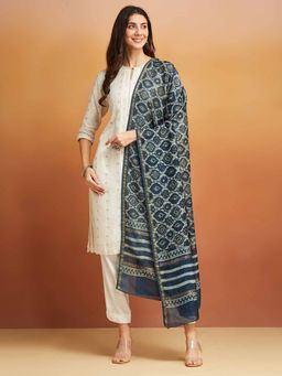 Fabindia - Indigo Cotton Silk Dabu Printed Dupatta