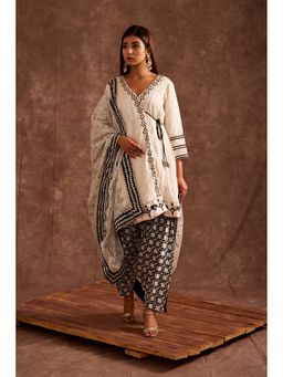 The Home Affair - Monochrome Black Pure Cotton Angrakha Dhoti Set