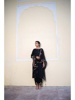 The Home Affair - Black Ganapati Black Pure Cotton Kurta Sets