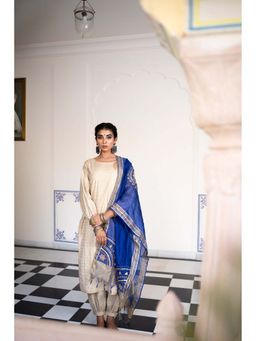 The Home Affair - Gold Blue Blocked Pure Cotton Kurta Sets