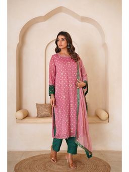 The Home Affair - Blush Bandhej Ganapati Paech Pure Cotton Kurta Sets