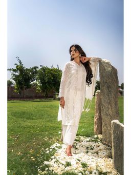 The Home Affair - White Cutwork White Cotton Kurta Set