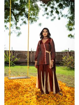 The Home Affair - Maroon Pure Cotton Palazzo Sets