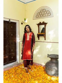 The Home Affair - Passion Dual Toned Maroon Silk Embroidered Kurta Set